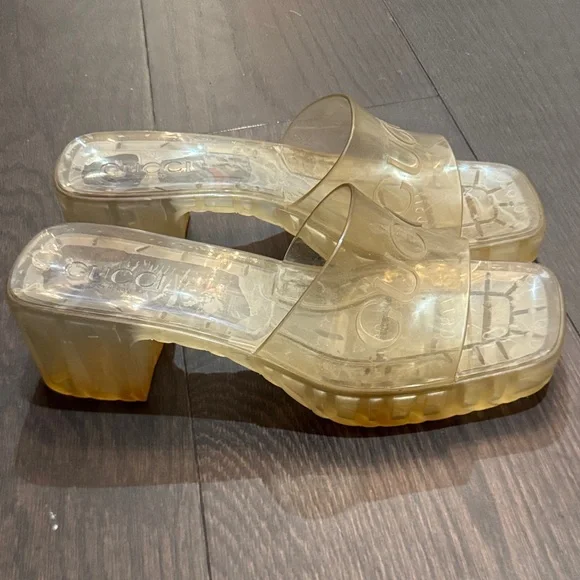 Gucci Women's Transparent Gold Mules - Picture 2 of 6